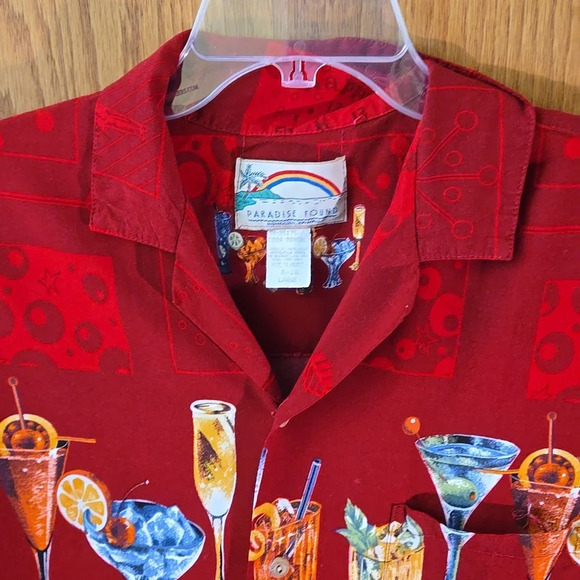 Vintage 80s Paradise Found Hawaiian "Happy Hour" Cocktail Drinks Top Men size L - Picture 4 of 11